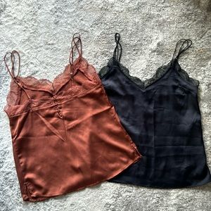 Abercrombie + Fitch silk lace tanks LIKE NEW! (Black + Sienna Brown)